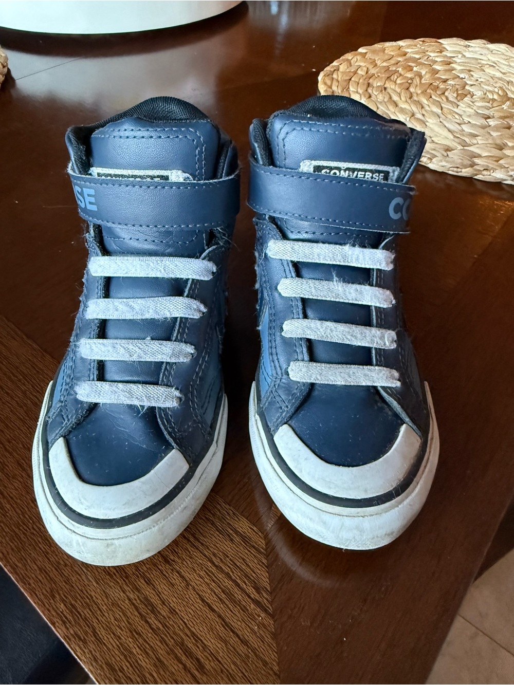 Converse Kids Navy Blue High-Top Sneakers with White Accents - Size 11